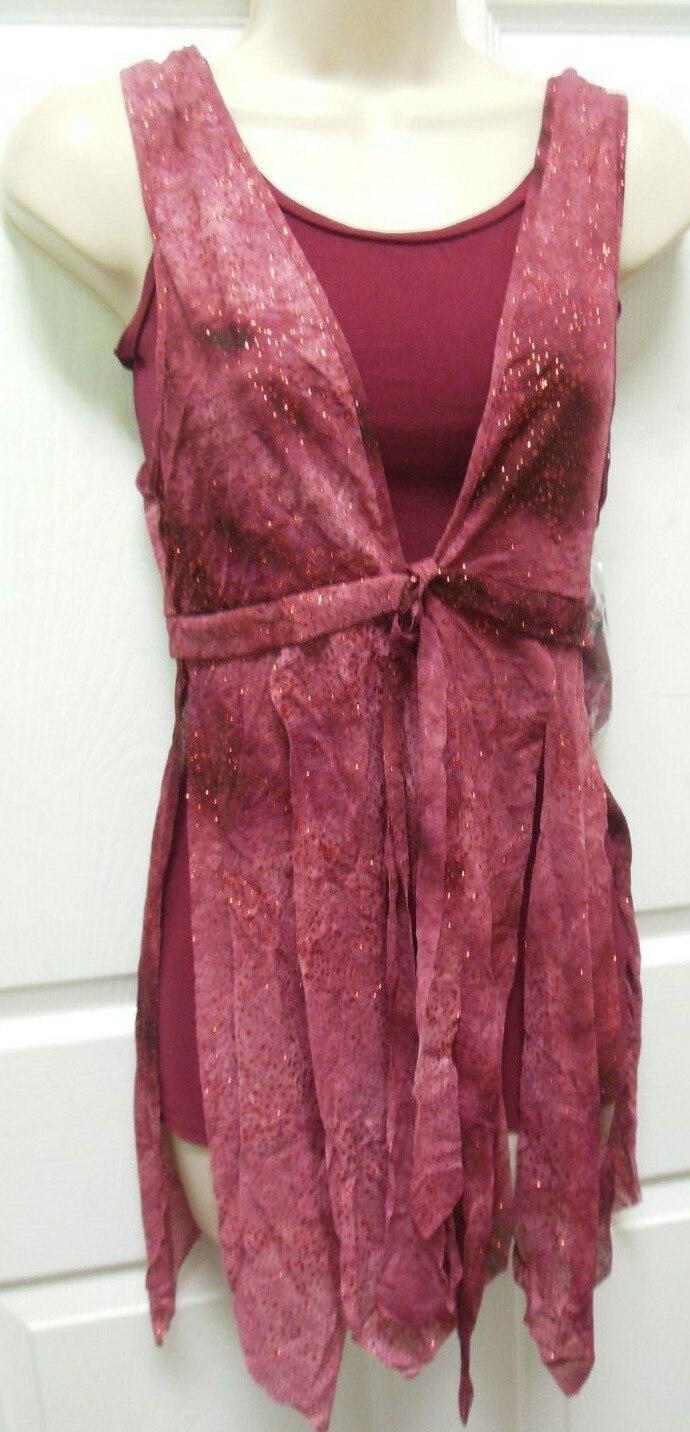glittered overdress flyers Wine Small adult shorty unitard Dance Costume