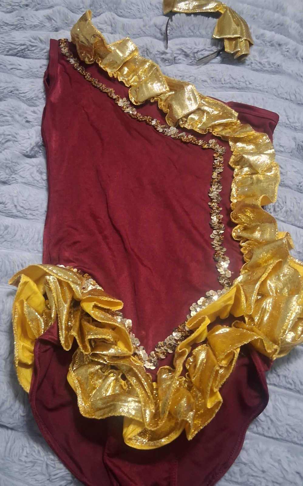 Star Styled Of Miami Florida Dance Costume Adult Large Gold Sequin & Red