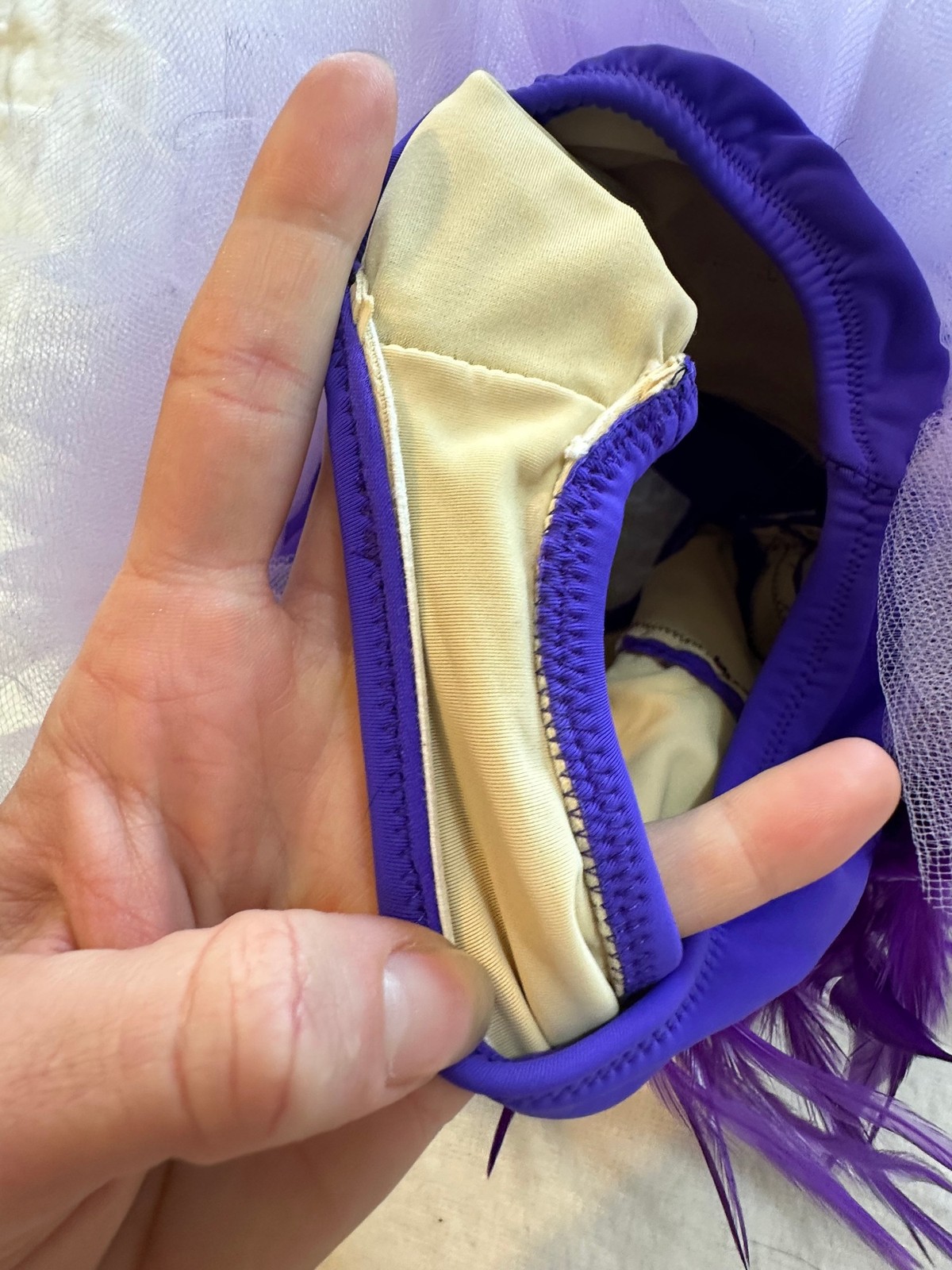 Burlesque Women’s Purple Sequin Feather Leotard Dance Performance Costume XS/S
