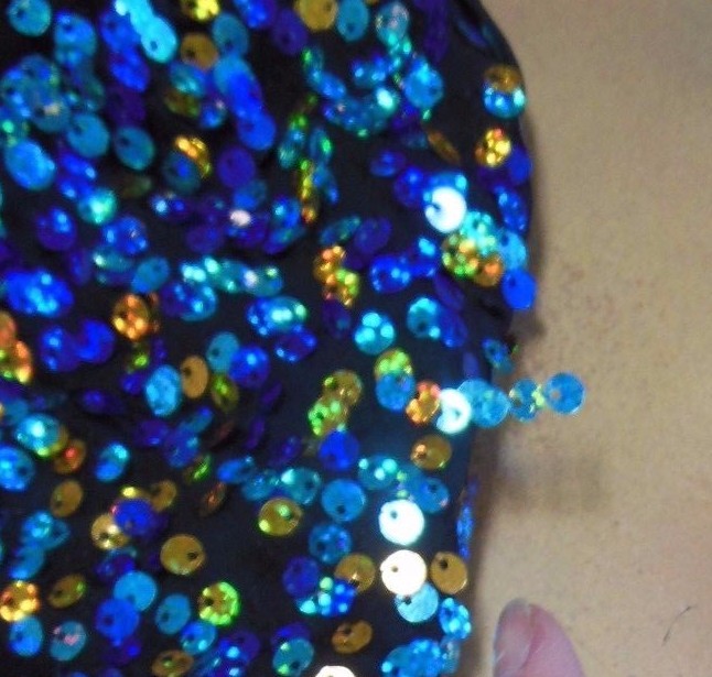 Dance Sequin Foil Spandex Shorty Unitard Blues Gold Petite Adult Costume Baton
