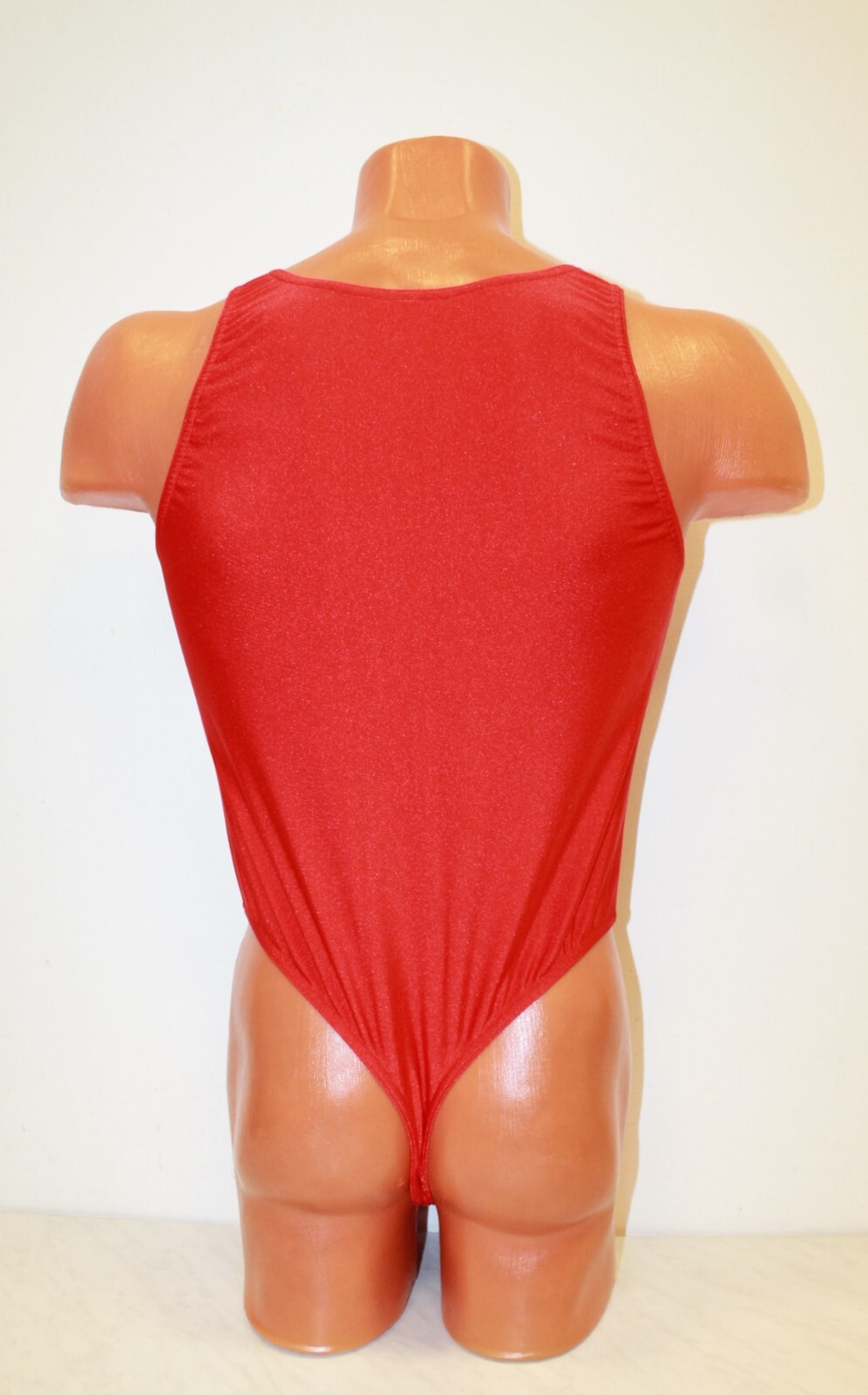 Men Thong Leotard 151-52 Hole Crotch Red Spandex Size M