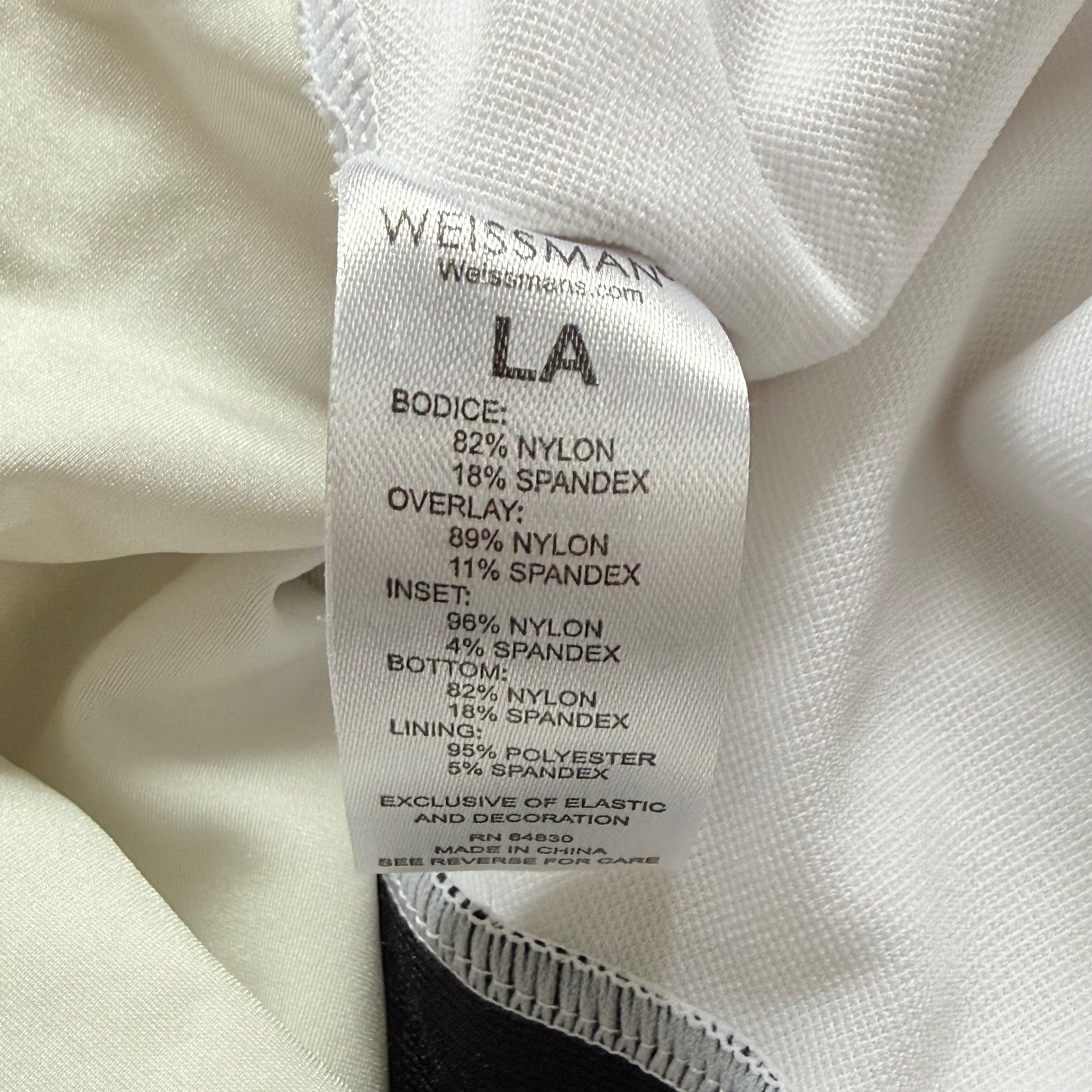 Weissman White Floral Lace Ruffle Dance Leotard Keyhole Back LA SL10547 Large