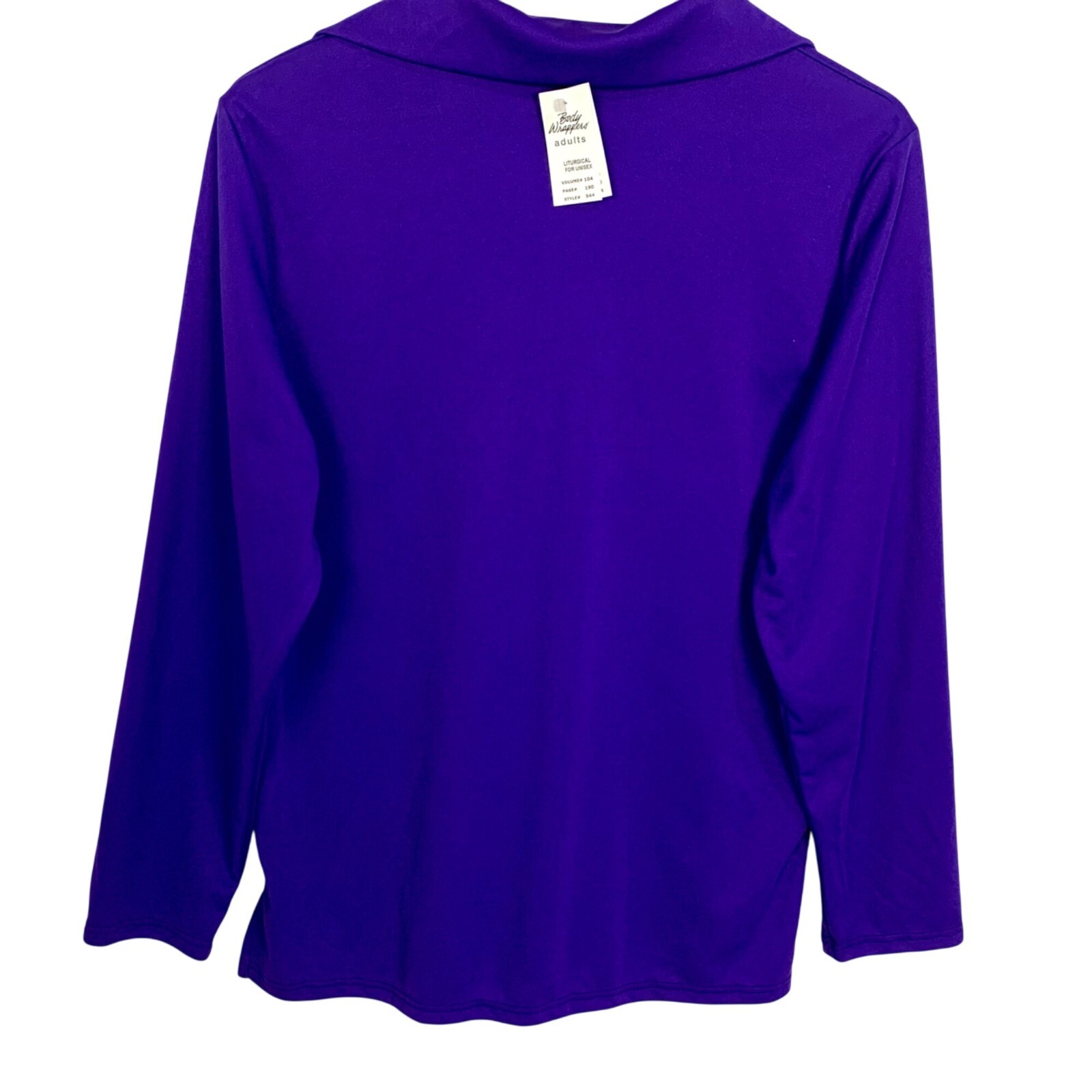Body Wrappers Purple Long Sleeve Praise Liturgical Top M Collared Split Neck