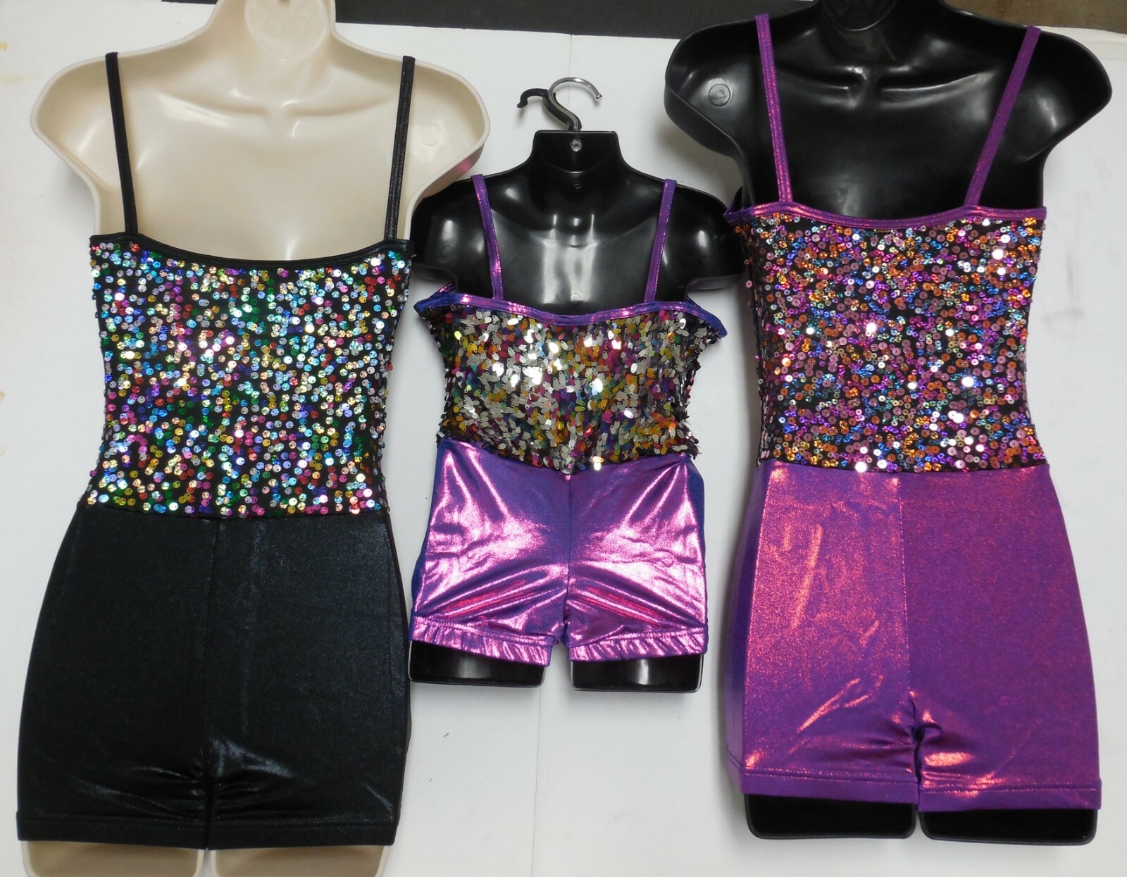 Sequin Shorty Unitard Foil Dance Costume 3 color choices over 70 available NWT