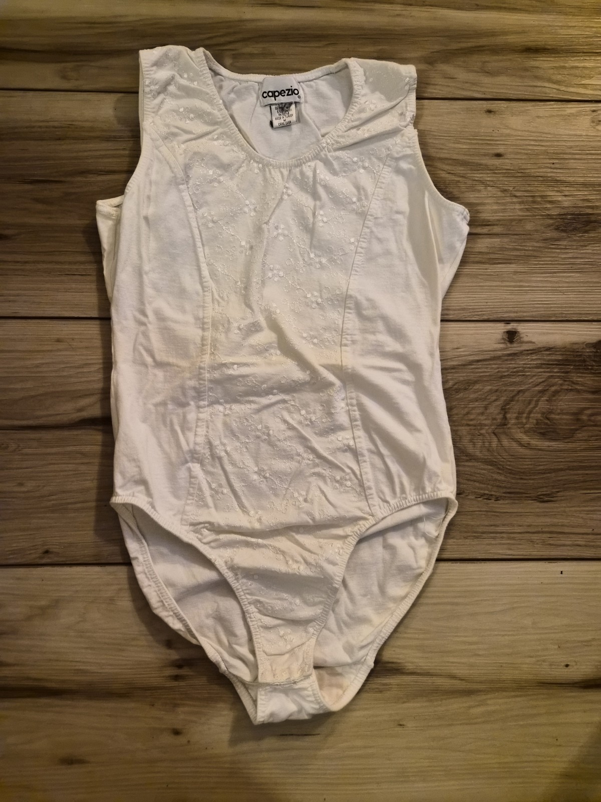 Vintage Capezio Adult M White embroidered Bodysuit