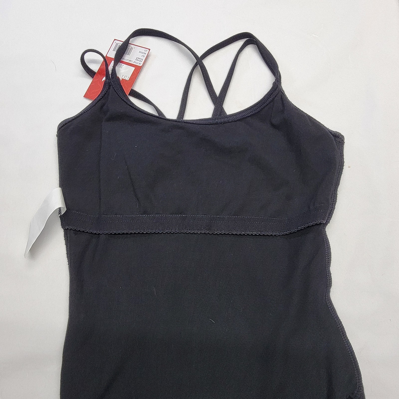 Capezio Double Strap Camisole Leotard Black Scoop Neck Crisscross Straps Back-MA