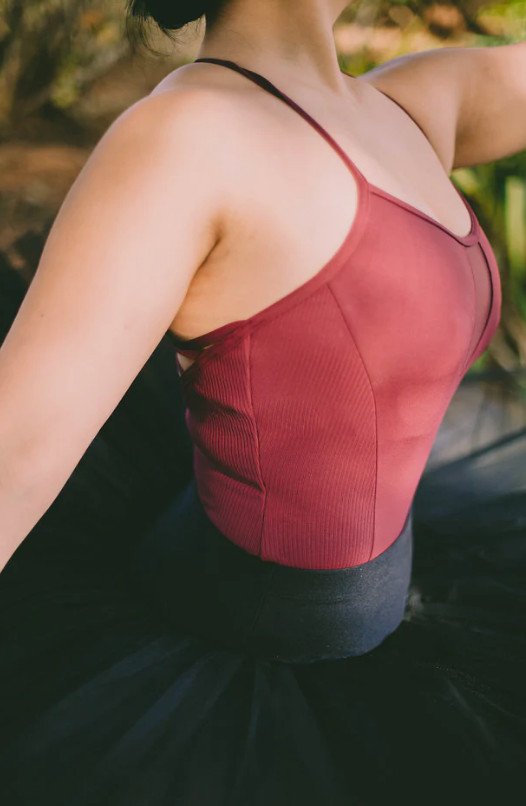 Capezio 11603W Y-Back Leotard W/Bra Tek Adult XL Burgundy (FREE SHIPPING)
