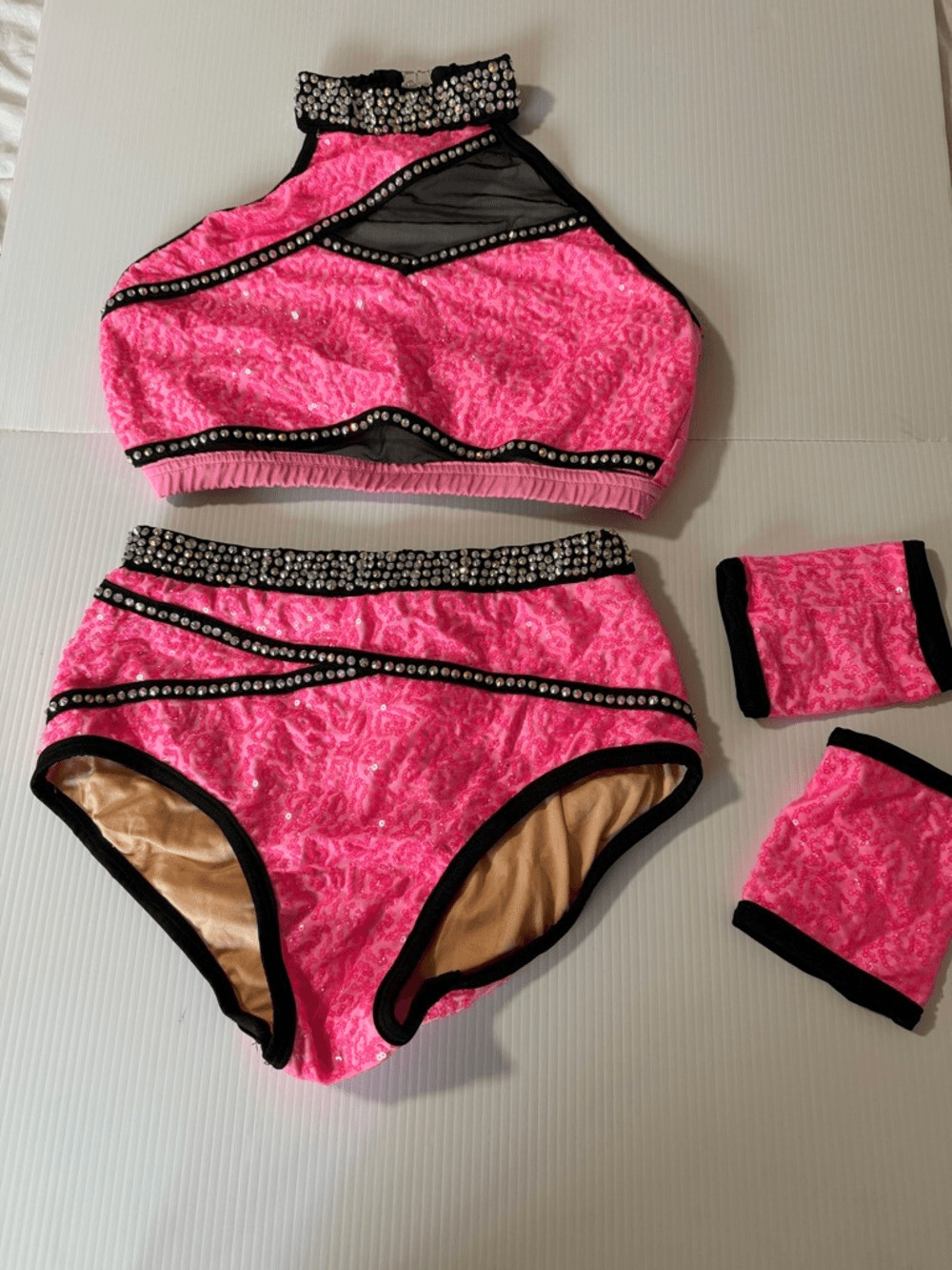 Glamour Solo Dance Costume Hot Pink 2 Piece Bling Jazz Tap contemporary MA Adult