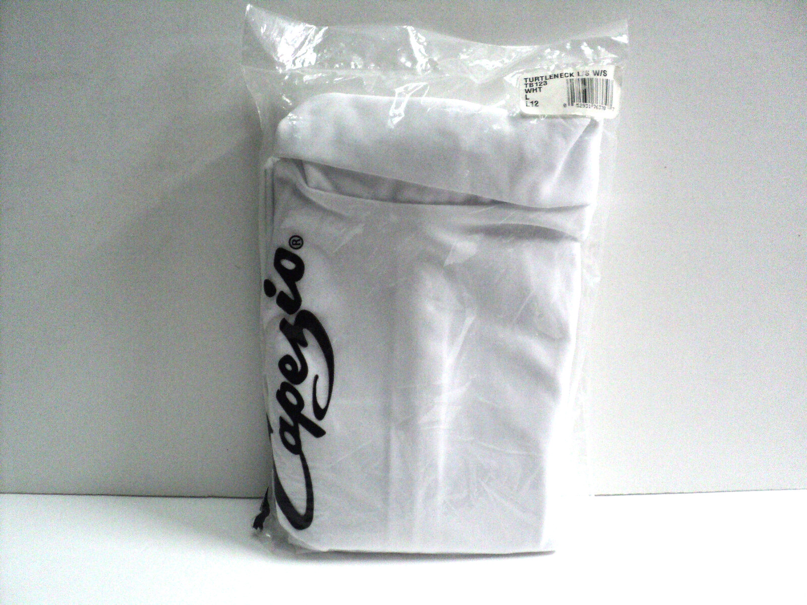 Capezio Adult L White Turtleneck Long Slv Snap Bodysuit Leotard Cheer Dance NEW