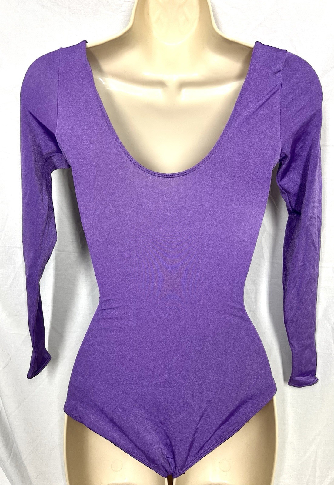 Vintage Danskin Purple Surplice Long-Sleeved Leotard Made in USA Medium M