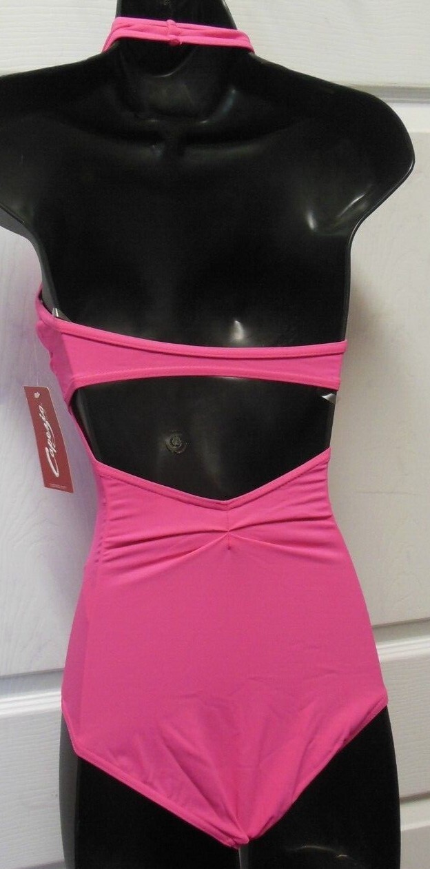 Capezio HALTER LEOTARD PLEATED synergy FRONT Hibiscus #10190 DANCE BALLET