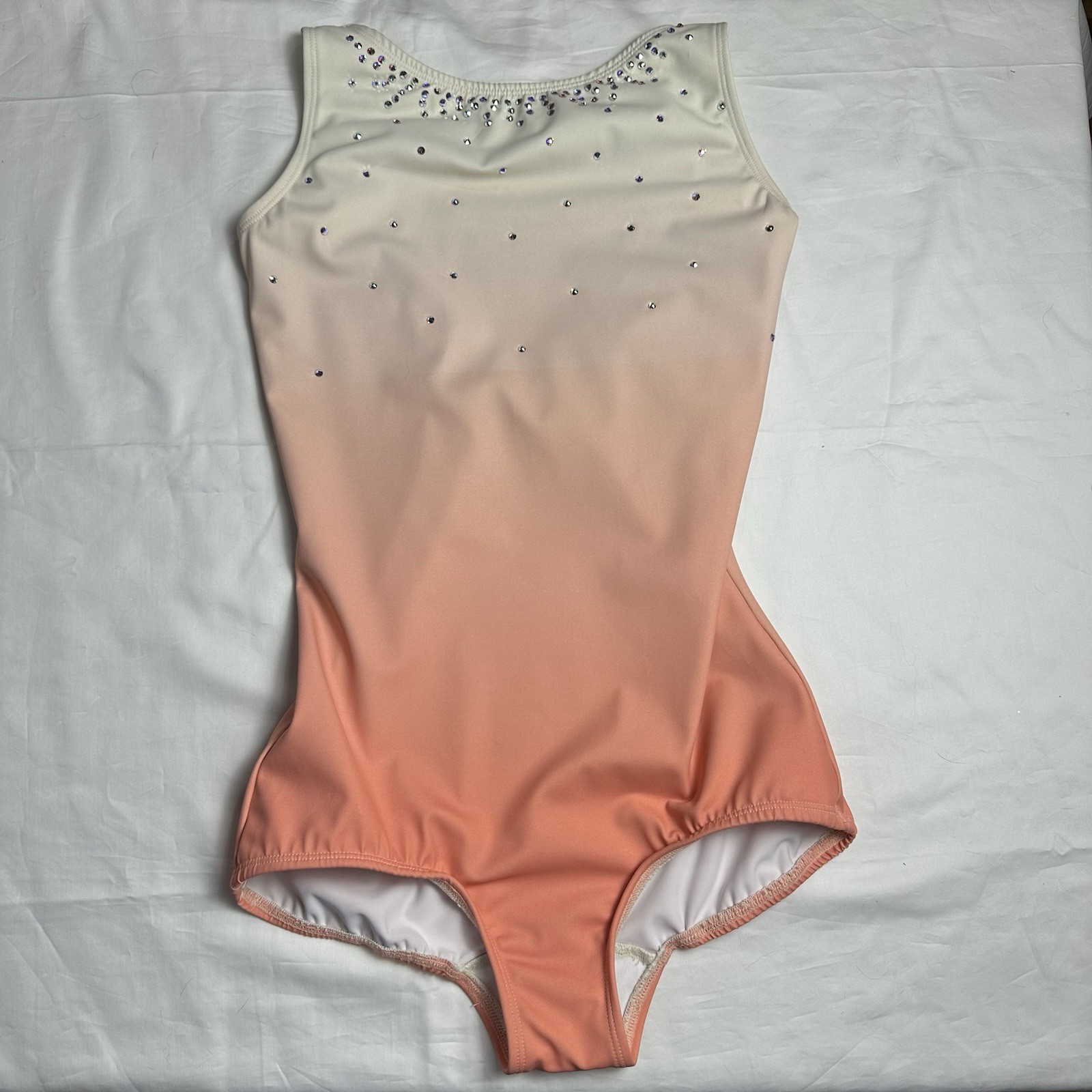 The line up Octavia Peach Ombre Rhinestone Embellished Leotard Dance Costume MA