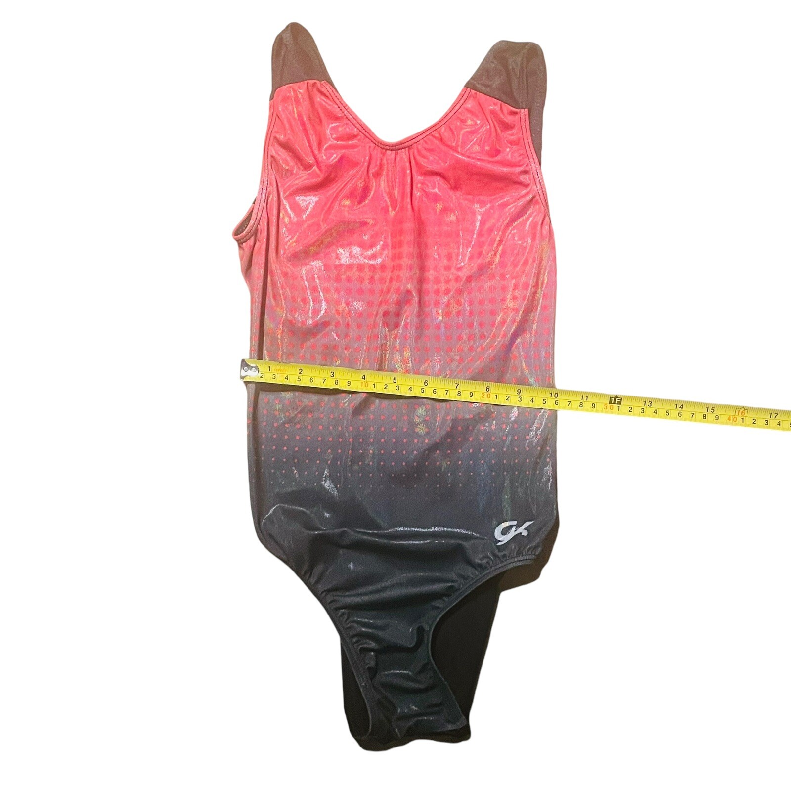 GK Elite CPNY Rhinestone LEOTARD Gymnastics Dance Black Red Dots Adult S