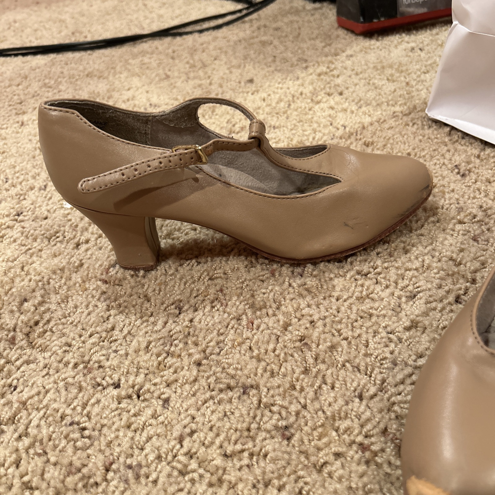 Capezio t strap women’s shoes character nude dance ballroom Footlight