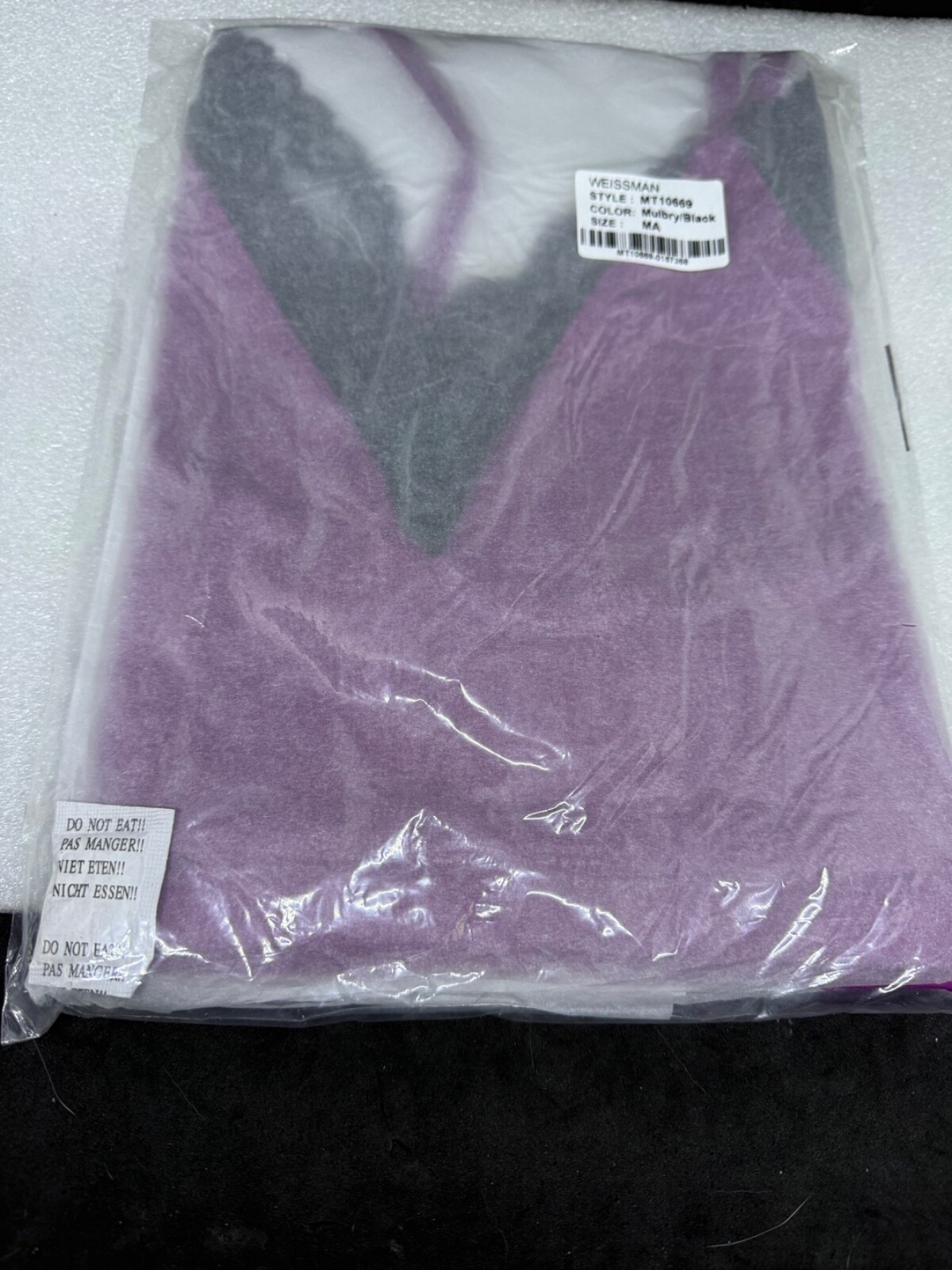 WEISSMAN V-Neck Crop Top with Lace MA Mulberry/Black Size MA