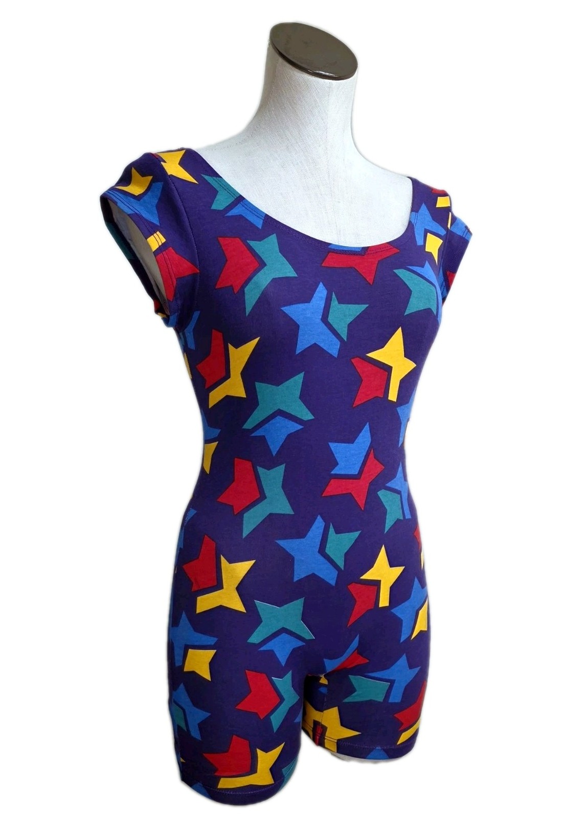 Body Wrappers VTG Rainbow Stars Strappy Keyhole Cotton Biketard CXL/ Adult XS
