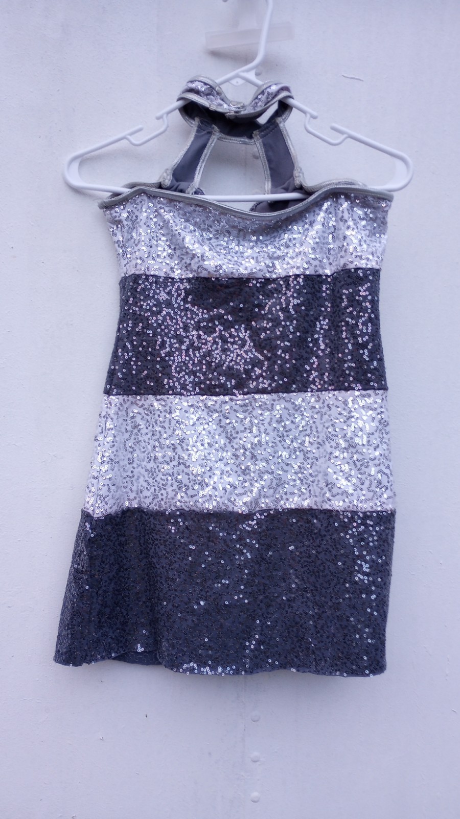 A Wish Come True Dancewear® Type Sequin Leotard White Blue Apron