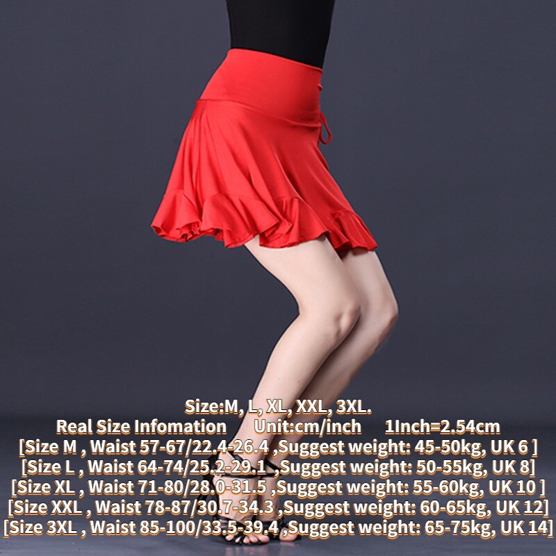Ladies Latin Dance Mini Skater Skirt Ballroom Dancewear Leopard Solid Ruffle New