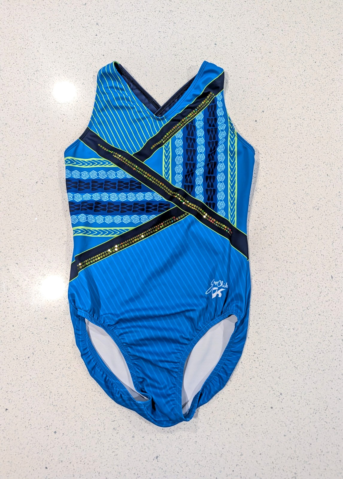 RARE GK Elite JORDAN CHILES gymnastics Leotard AL Adult Large Criss Cross STRAPS