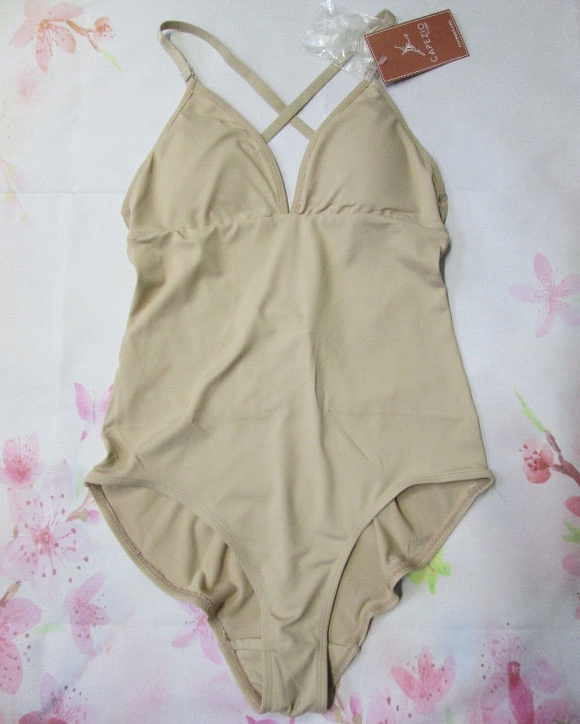 Leotard Nude Clear Strap by Capezio w/ padded bra XL LA Women’s Dance Costume