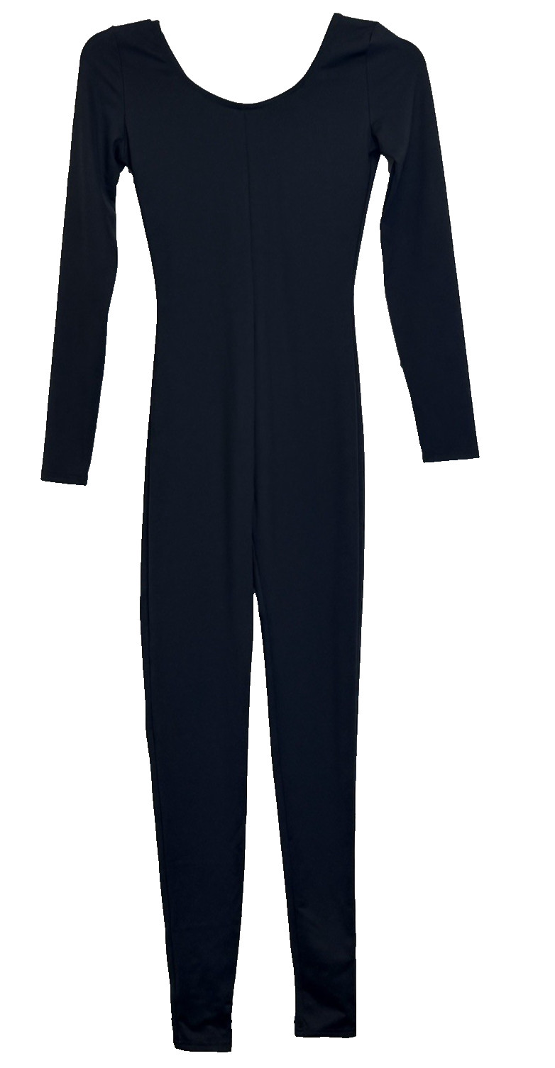 Capezio Long Sleeve Unitard Sz M Black Full Length Dance Praise Body Suit