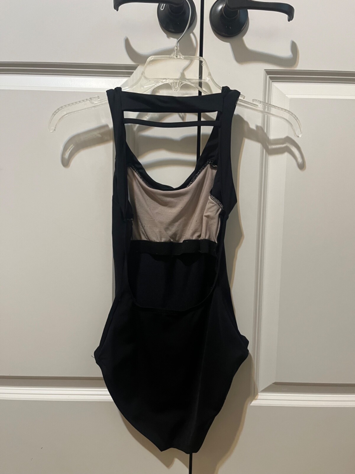 Natalie black open back leotard sz S