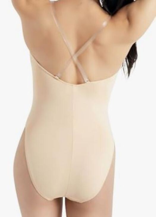 Capezio Women’s Camisole Leotard w/Clear Transition Straps Nude X-SMALL