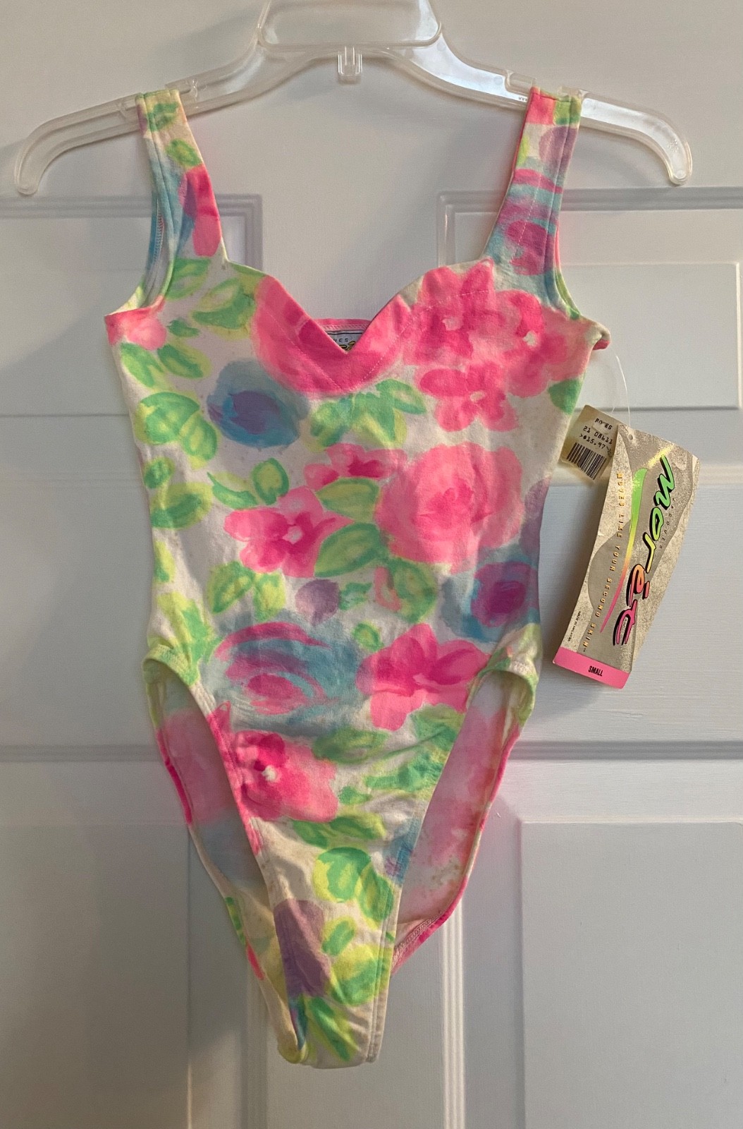 NWT Vintage Jacques Moret Leotard Bodysuit XS/S Hi-Cut Bright Neons READ