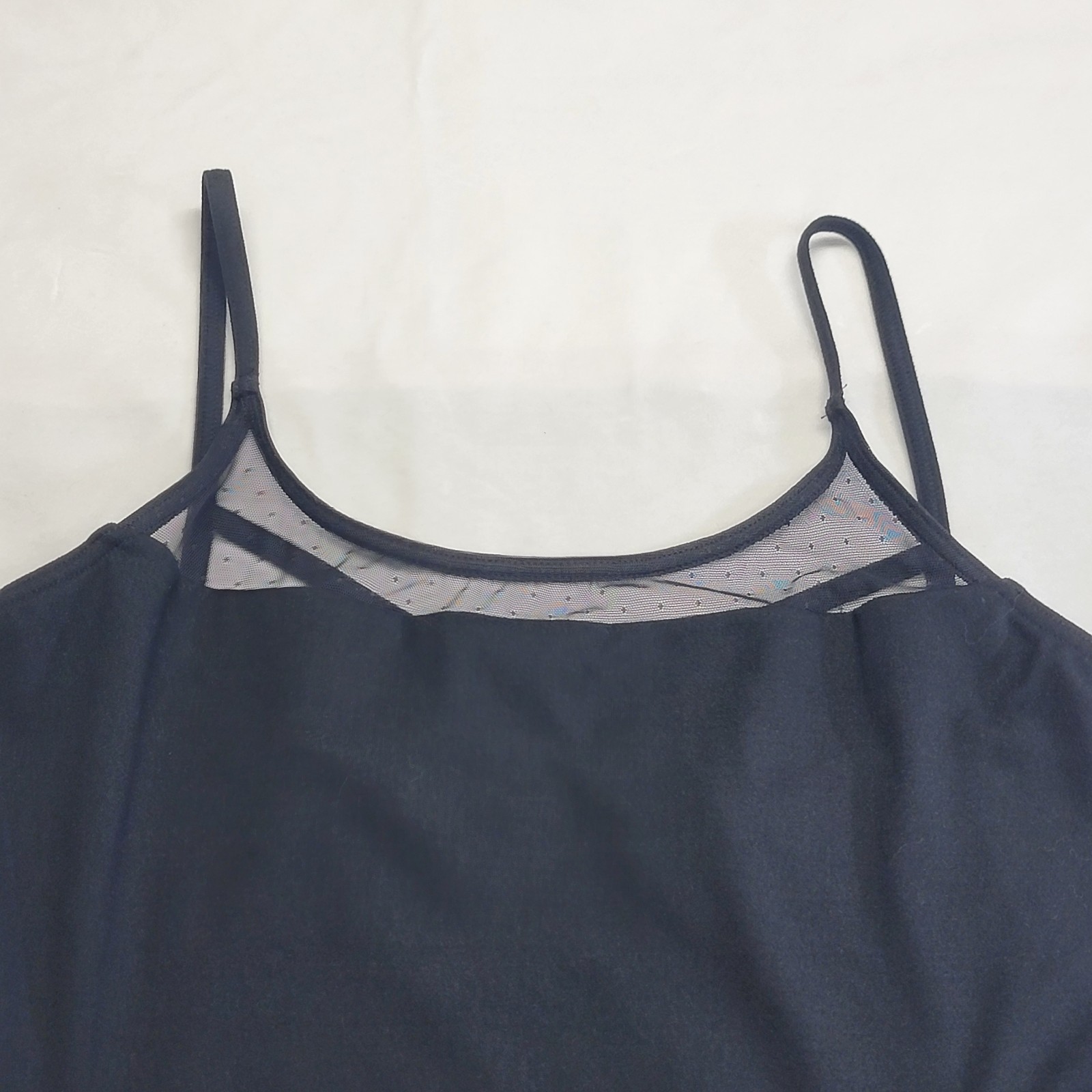Capezio Adult Corselette Camisole Leotard Black Mesh Panel Crisscross Back SZXL