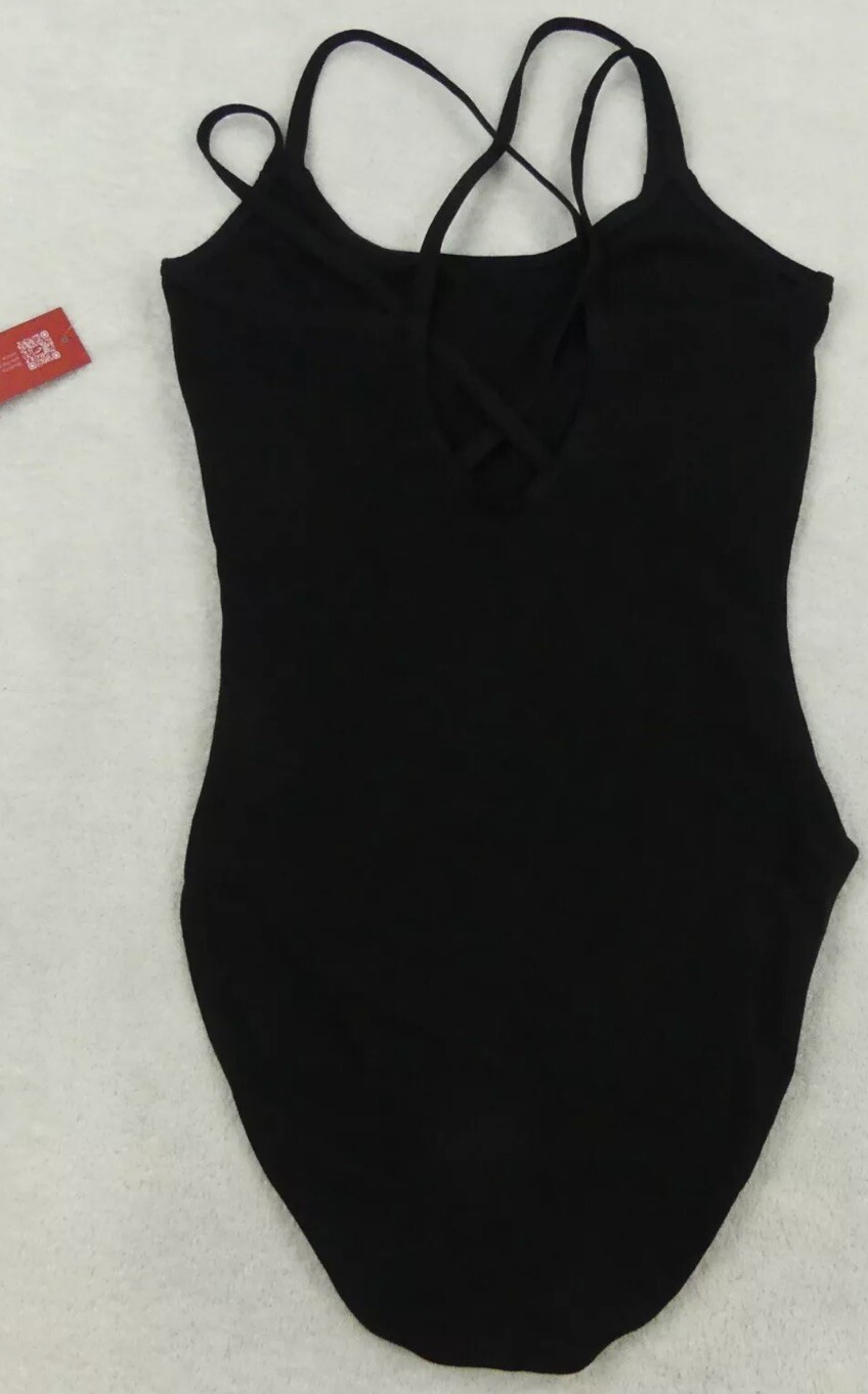 Capezio Leotard Womens Small Black Double Strap Cami Sleeveless Dancewear NWT