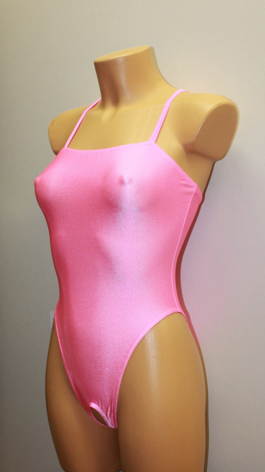 Women Leotard 200-53 Off-the-shoulder Hole Crotch Pink Spandex Size L