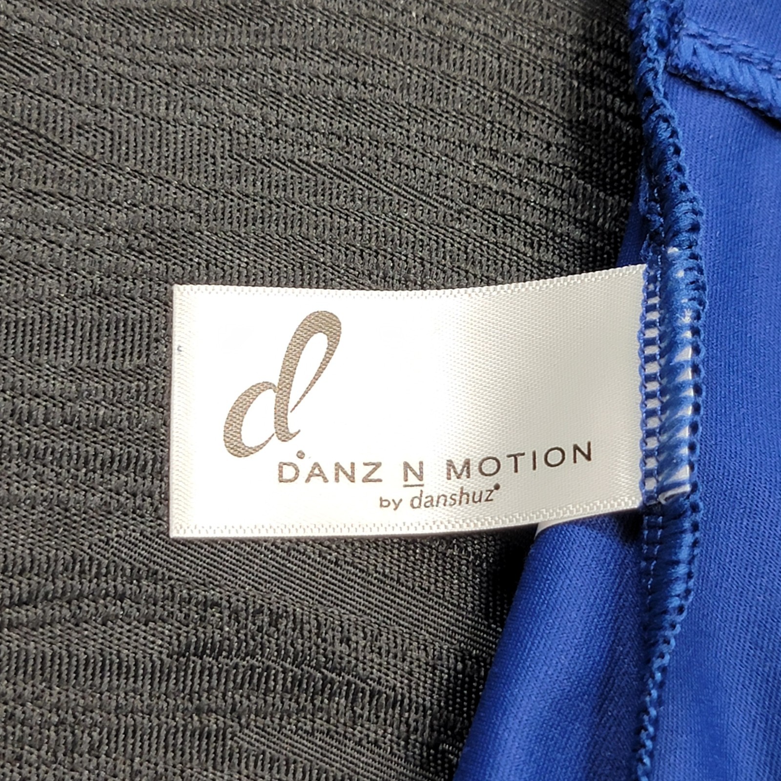 Danz N Motion Royal Blue Square Neck Sheer Mesh Waist Floral Print Petite Adult