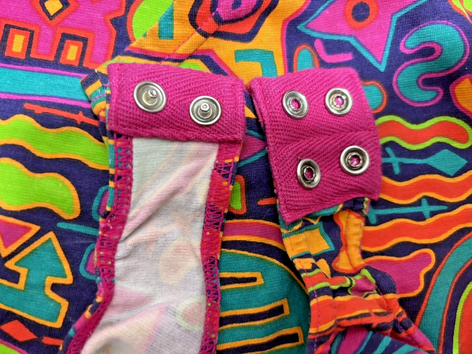 Vintage 80s 90s Anne Klein II Neon Abstract Bodysuit Exercise Gym Leotard Small