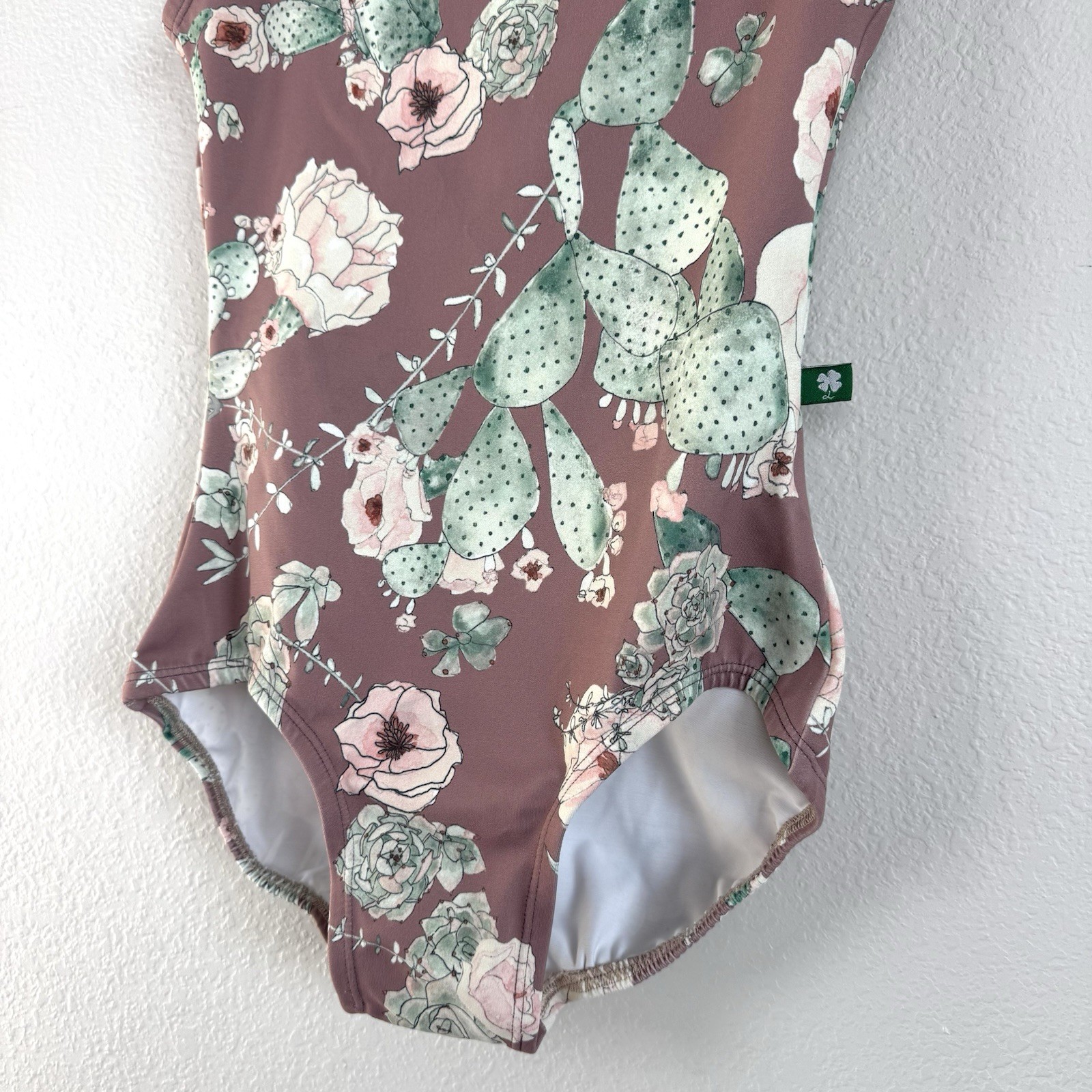 Luckyleo dancewear leotard One Piece Open Back Sz S Dusk Rose cactus Floral Boho