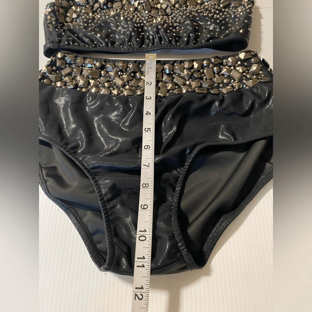 Glamour Dance solo costume mature faux leather studded rocker goth 2 piece LA