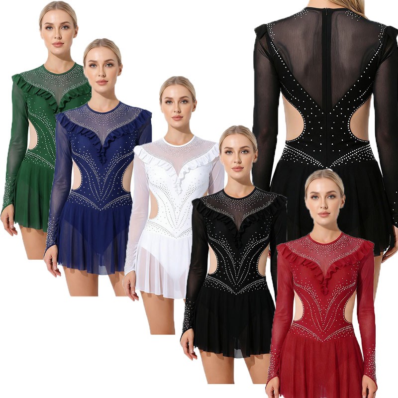 Lyrical Dance Costume Women Figure Ice Skating Dress Ballet Gymnastics Leotard