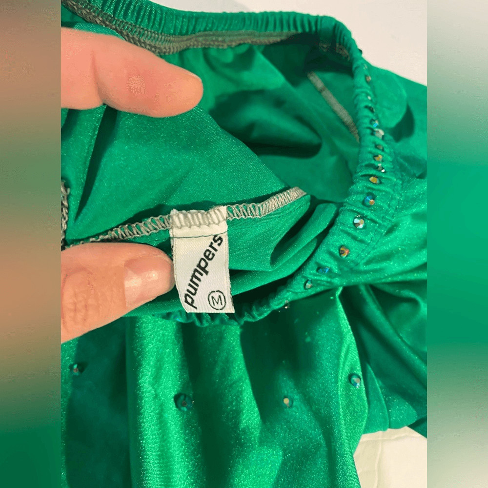 Pumpers solo Custom Kelly Green dance costume leotard 2 piece MA-Medium adult