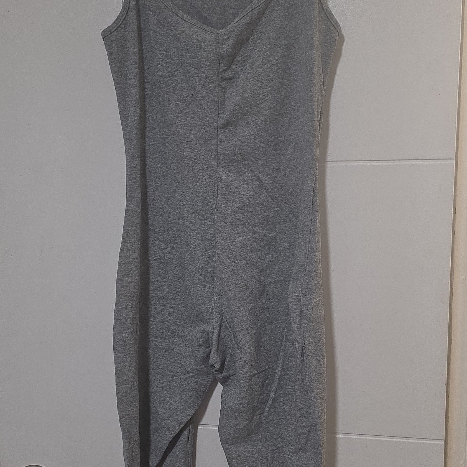 KTOO Women’s Gray Solid Knit Cotton/Spandex Unitard Bodysuit Size M KJ5330