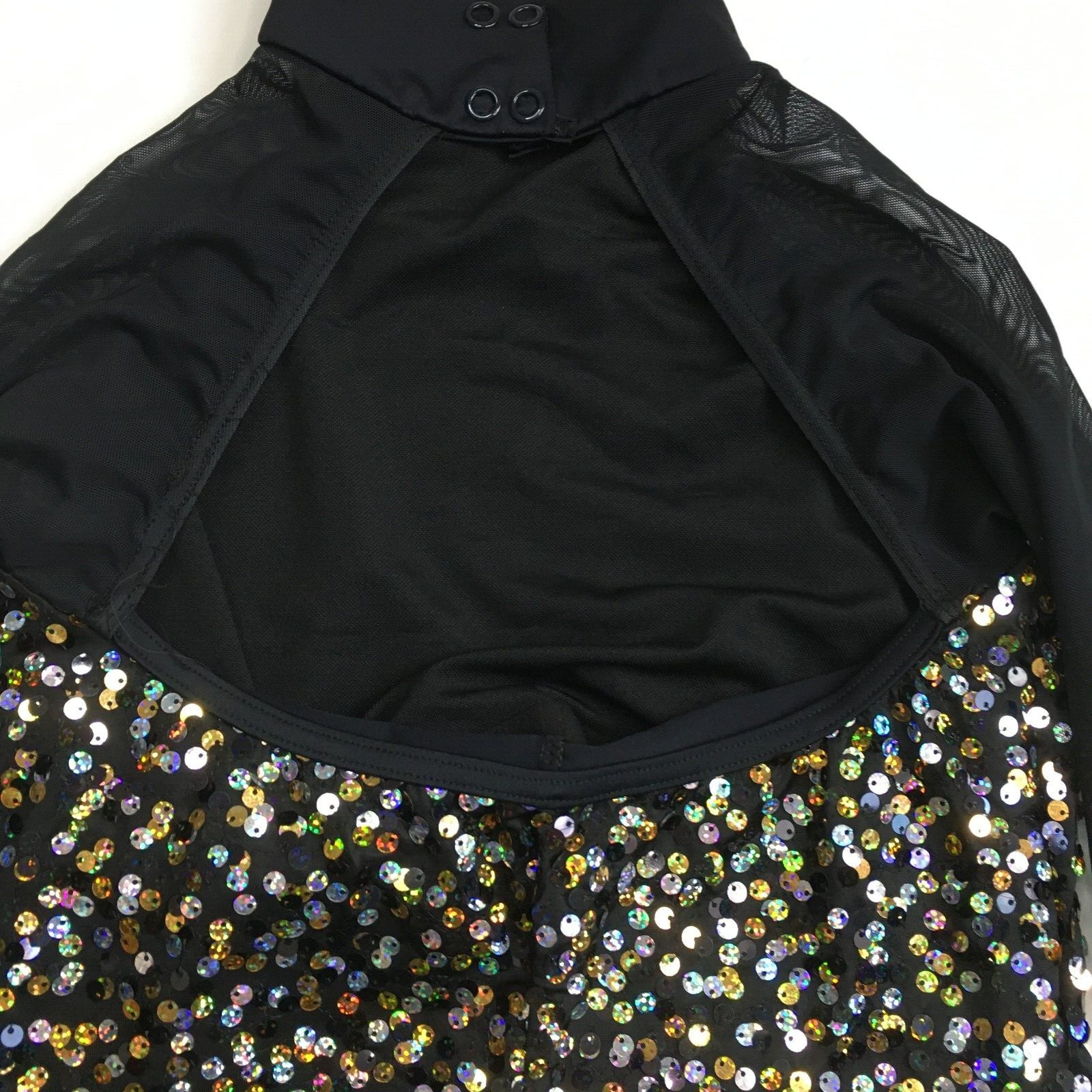 BALARA Dance Black Gold Silver Black Sequins Short Insert Dress sz Small/XS