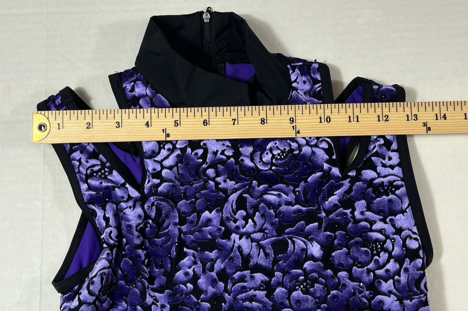 Weissman Purple Velvet High Neck Dance Leotard Sheer Skirt Adult Sm Rhinestones