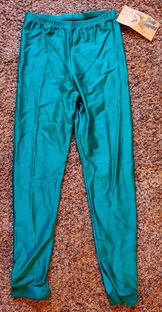 Vtg 80s SHINY SPANDEX Body Wrappers Teal Leotard Pants, Dance,++ Sz. M; NWT!
