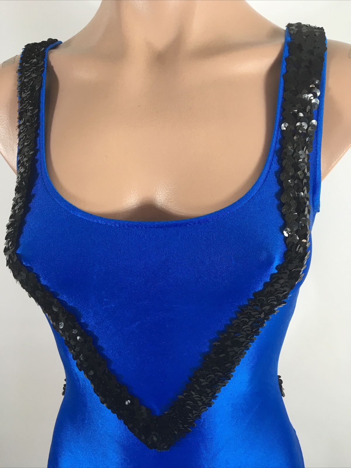 GILDA MARX Vintage Glossy Royal Blue SPANDEX UNITARD 80’S Leotard Bodysuit Sz M