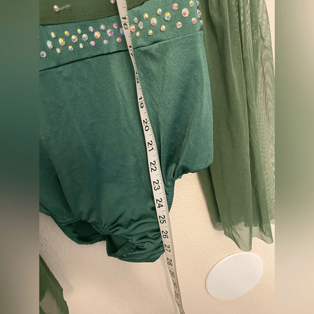 Kelle Dance competition costume solo green mesh lyrical contemporary MA adult