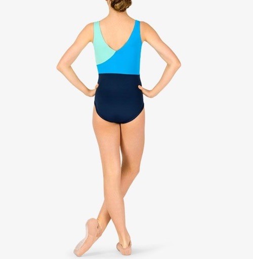 Ella Dancewear Women’s Large Blue Royal Blue Mint Color Block Dance Leotard