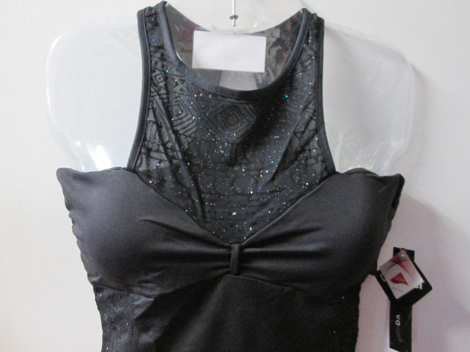 Leotard New Womens XL Dance Ballet Jazz Costume Black Bandeau Padded Bra Danshuz