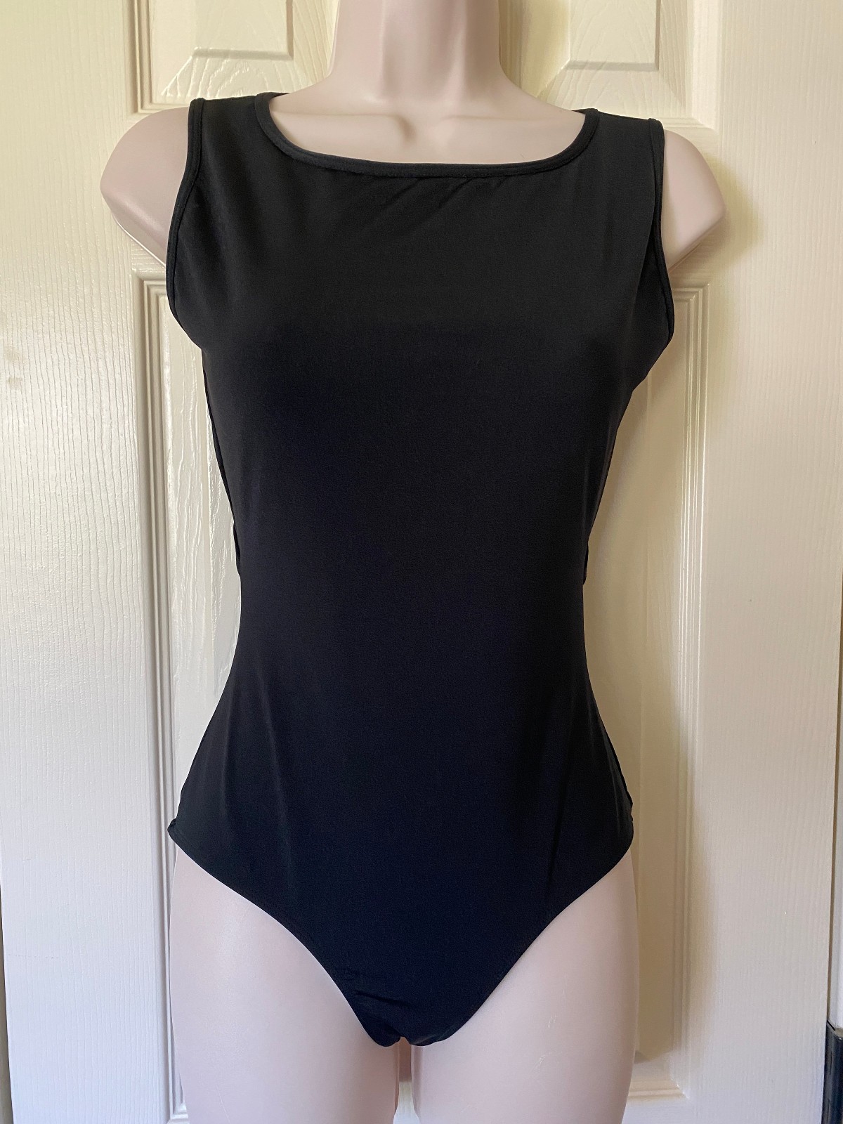 Mariia Leotard Adult Large Black Open Back Snap Ballet Dance Full Front Lined