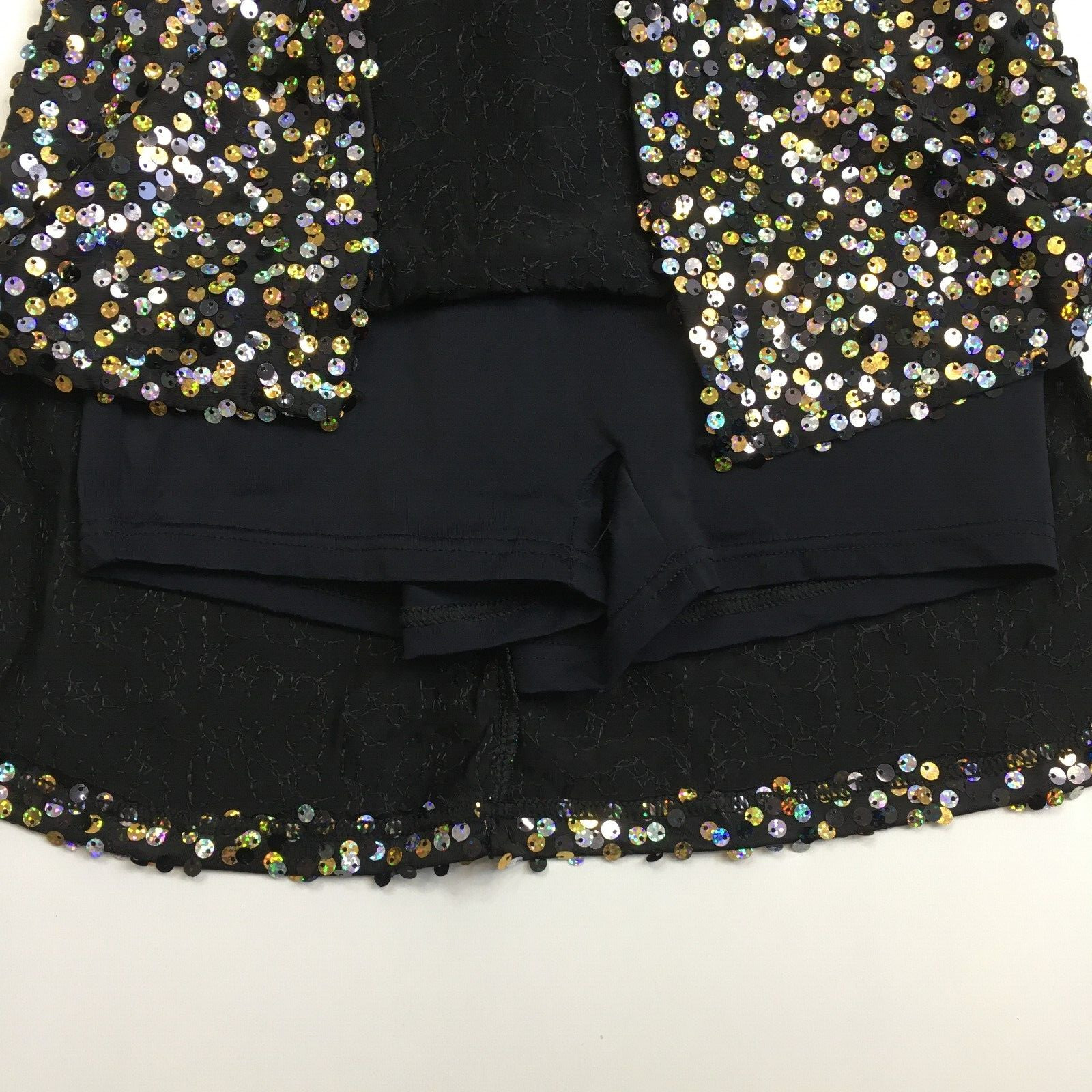 BALARA Dance Black Gold Silver Black Sequins Short Insert Dress sz Small/XS
