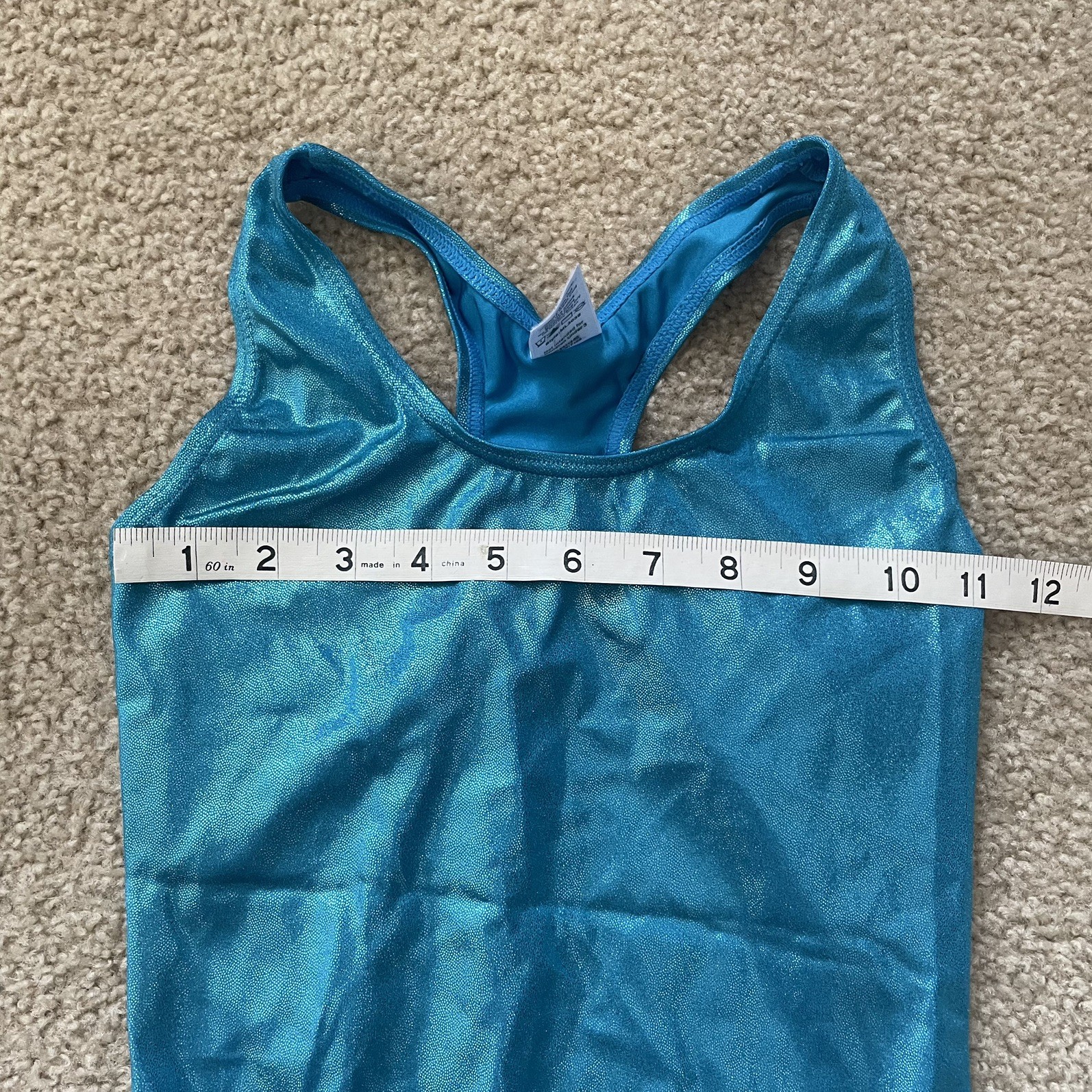 Balera LC Blue Metallic Dance Gymnastics Leotard Girls Large Child Shiny