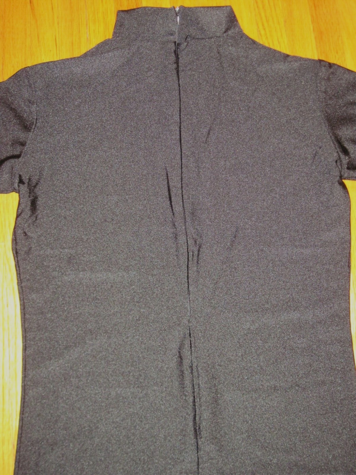 Plus Size Shiny Black Long Sleeve T Neck Stirrup Foot Unitard Size XL-14-16 New