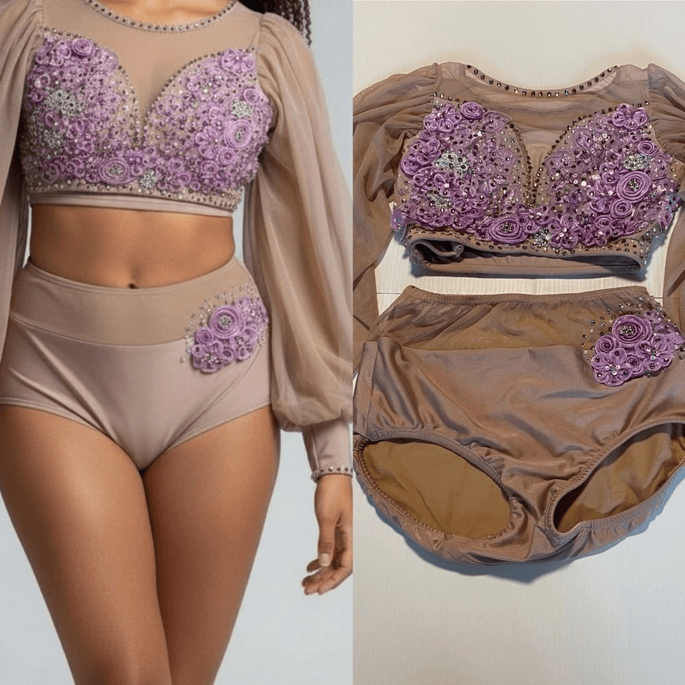 Patrick J Custom Solo Dance Costume 2 Piece Illusion Amara XS Adult Contemporary